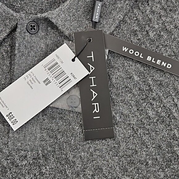 Tahari Wool Blend Sweater Men's Medium Grey Long Sleeve Pullover NWT MSRP $70 - Picture 8 of 16